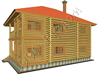 Возможный вид деревянного дома с балконом и верандой Елена со стороны веранды