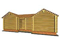 Общий вид сруба деревянного дома Метелица-1 после установки